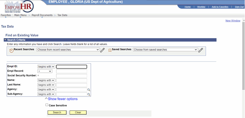 Tax Data - Find an Existing Value